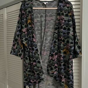 LuLaRoe Black and Multicolor Patterned Cardigan